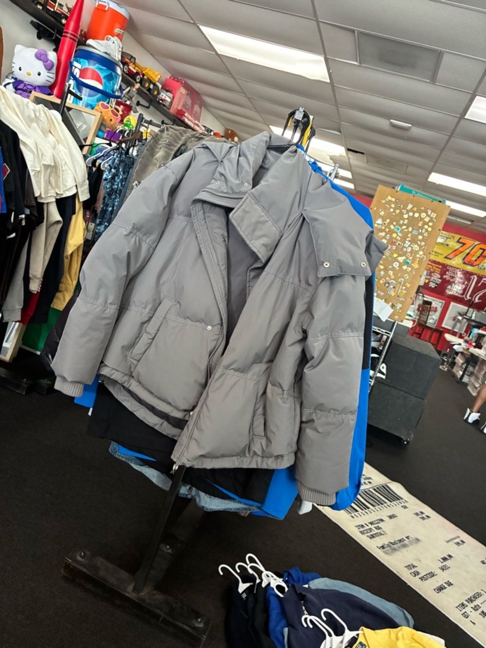 Womens Gray Puffer Jacket - Warm Quilted Coat Heavy SZ XL Unbranded